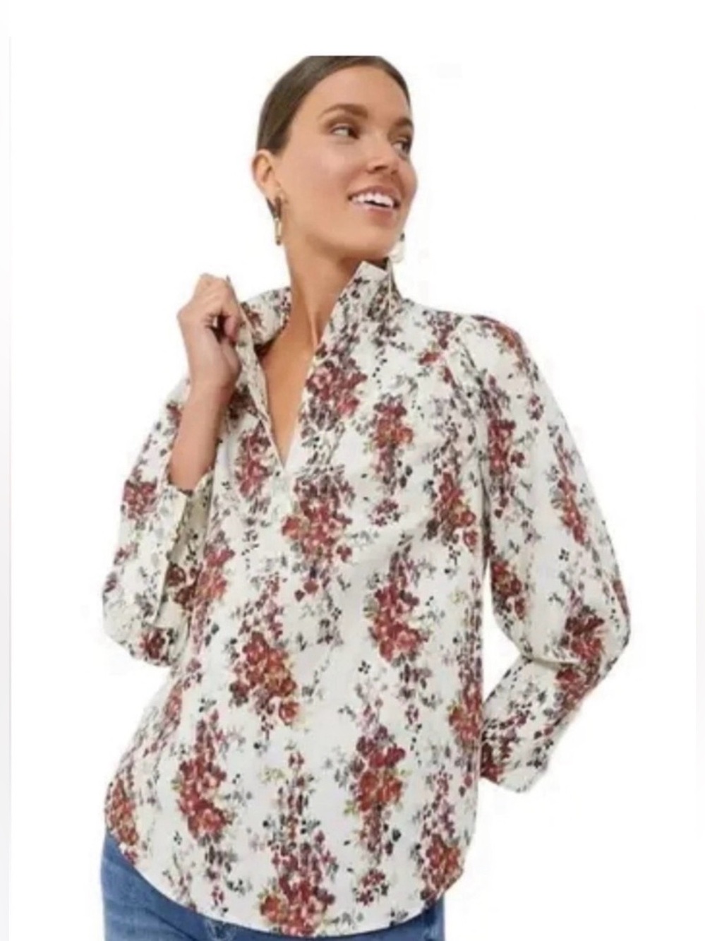 Tuckernuck Floral Corrigan Blouse XS Cotton Top - Picture 10 of 10
